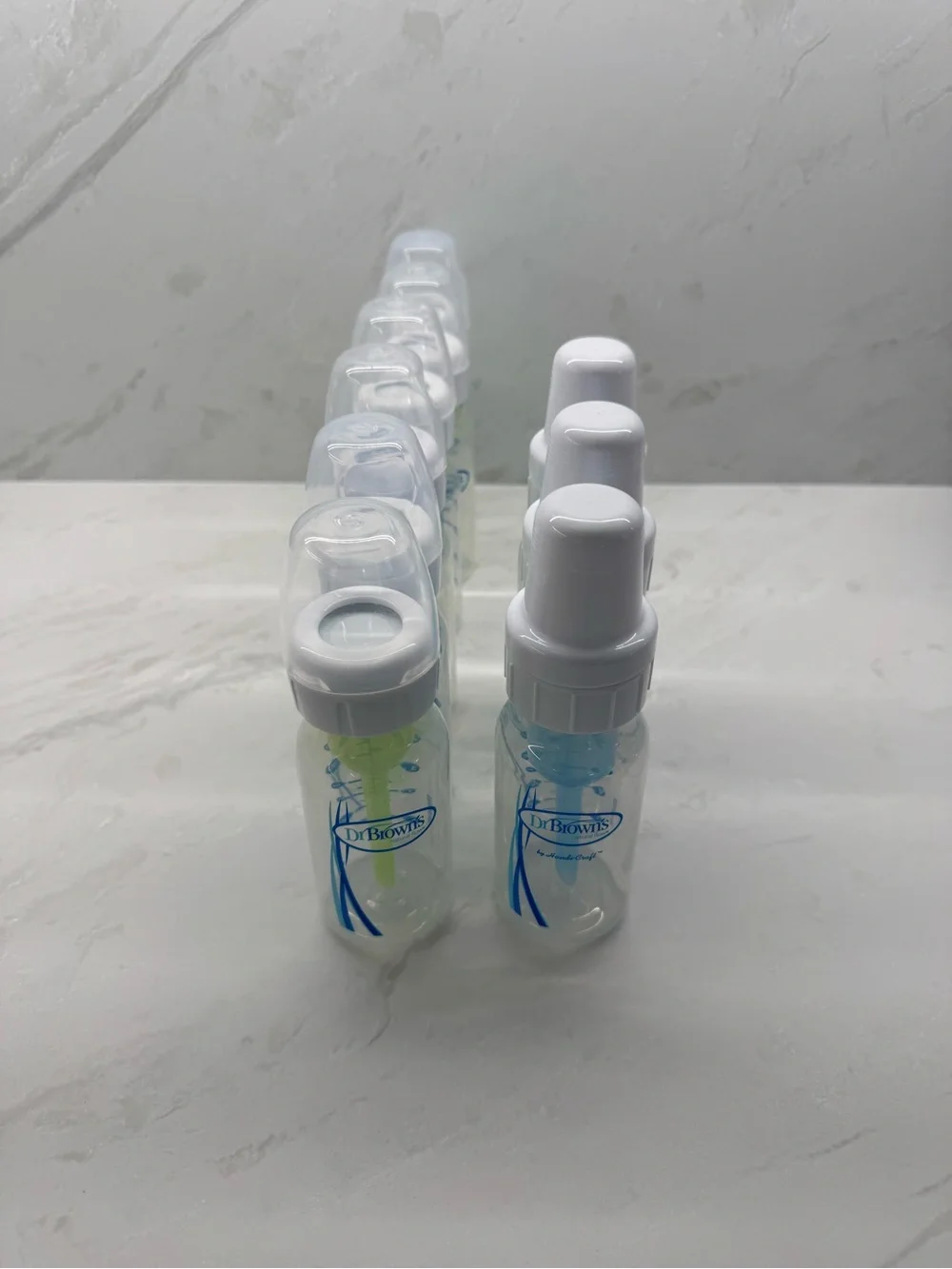 Dr. Brown's Anti-Colic Baby Bottle - Clear with Blue and Green Accents